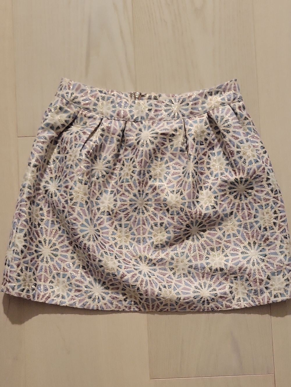 Sparkly Lavender and White A-Line Mini Skirt with Metallic Accents